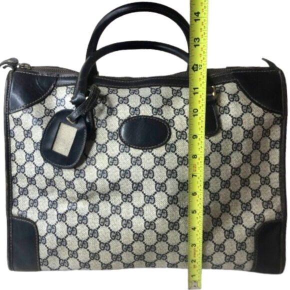 M GUCCI GG SUPREME Navy Rolled Handle Doctors Work Travel Bag w Dust Bag COA - Picture 14 of 17